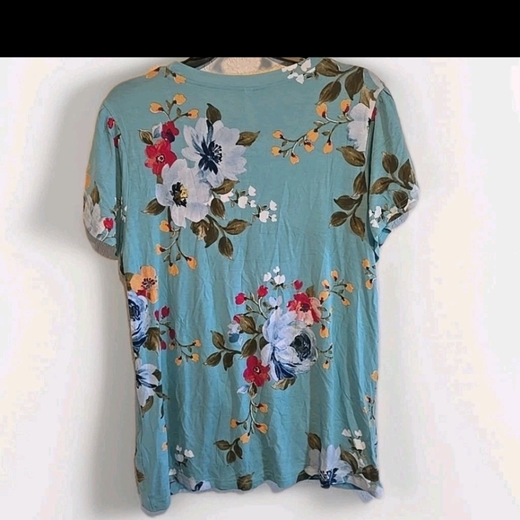 Floral Twist-Front Short Sleeve Top in Mint - Picture 6 of 6
